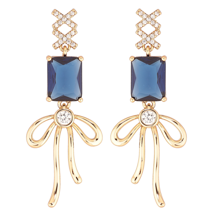 Сережки Xuping QQMM Позолота 18K пусети «Підвіски з синіми фіанітами та бантами» фото №22 Сережки Xuping QQMM Позолота 18K пусети «Підвіски з синіми фіанітами та бантами» фото №22