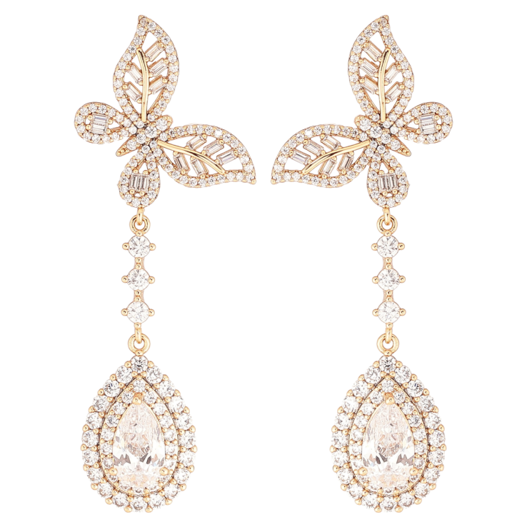 Сережки Xuping QQMM Позолота 18K пусети «Метелики з кришталевими підвісками» фото №24 Сережки Xuping QQMM Позолота 18K пусети «Метелики з кришталевими підвісками» фото №24