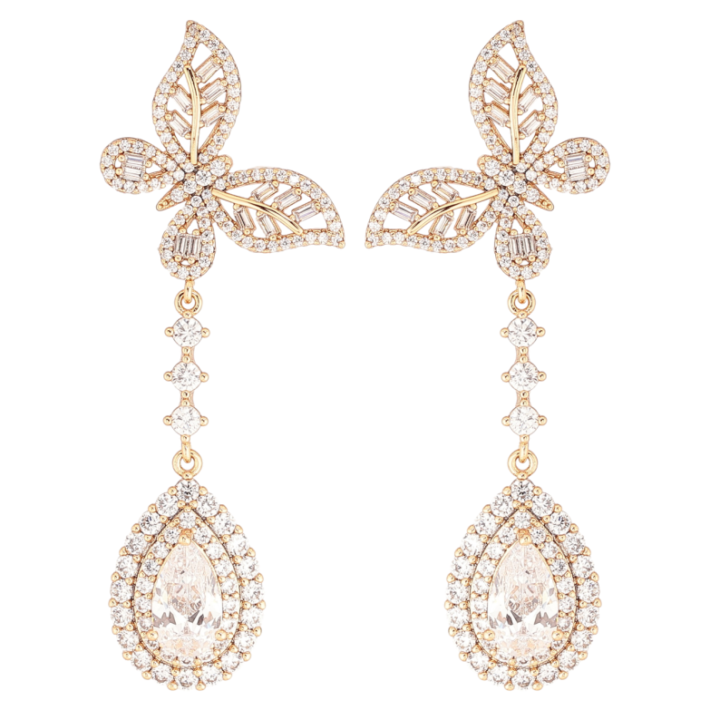 Сережки Xuping QQMM Позолота 18K пусети «Метелики з кришталевими підвісками» фото №1