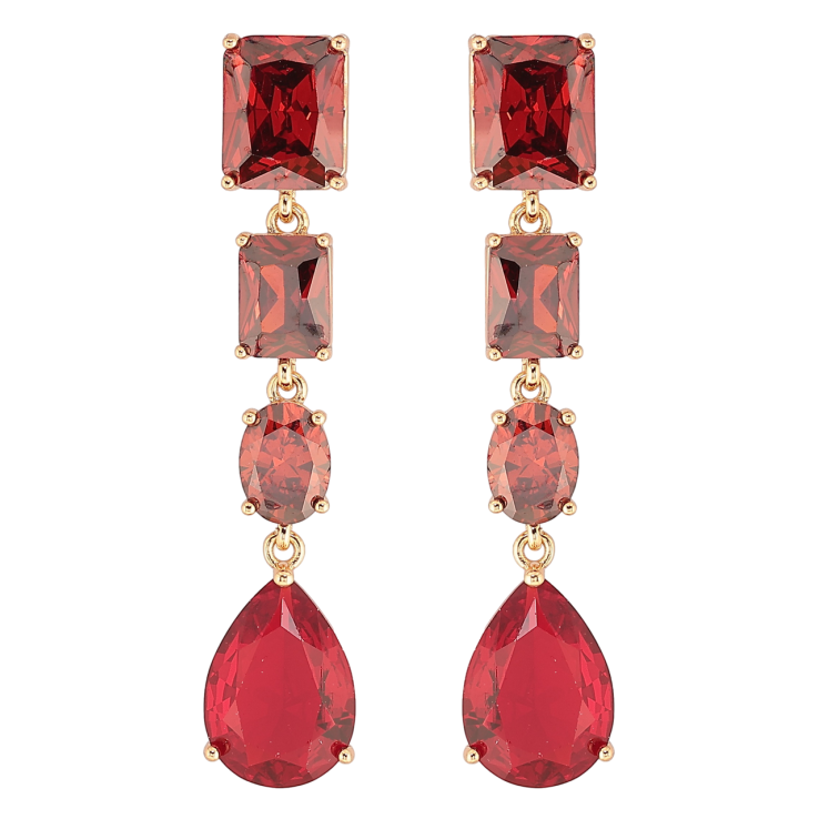 Сережки Xuping QQMM Позолота 18K пусети «Підвіски з червоних фіанітів» фото №24