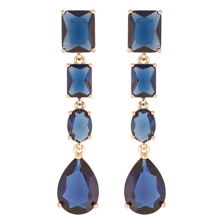 Серьги Xuping QQMM Позолота 18K пусеты Подвески из синих фианитов фото №1 Серьги Xuping QQMM Позолота 18K пусеты Подвески из синих фианитов фото №1