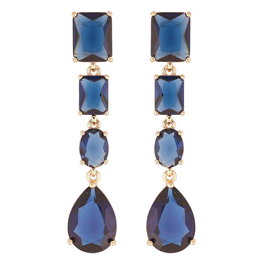 Сережки Xuping QQMM Позолота 18K пусети «Підвіски з синіх фіанітів» фото №1