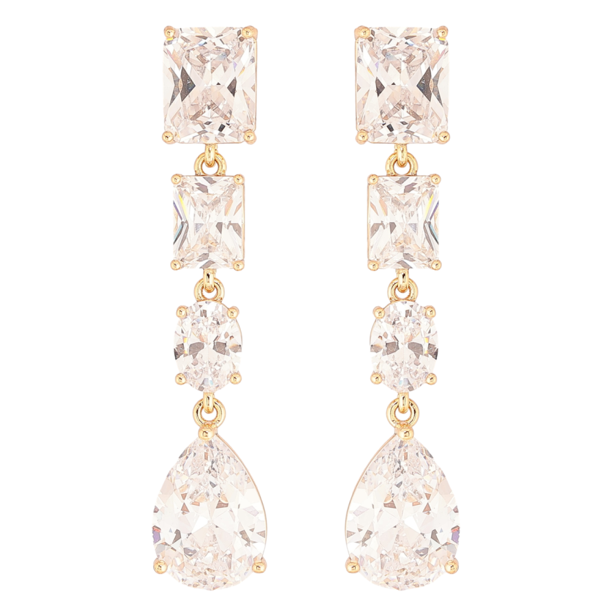 Сережки Xuping QQMM Позолота 18K пусети «Підвіски з фіанітів» фото №1