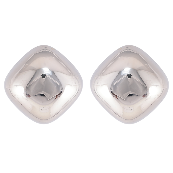 Серьги Xuping TTM Stainless Steel цвет Родий пусеты Объемные ромбы 18х18мм фото №14