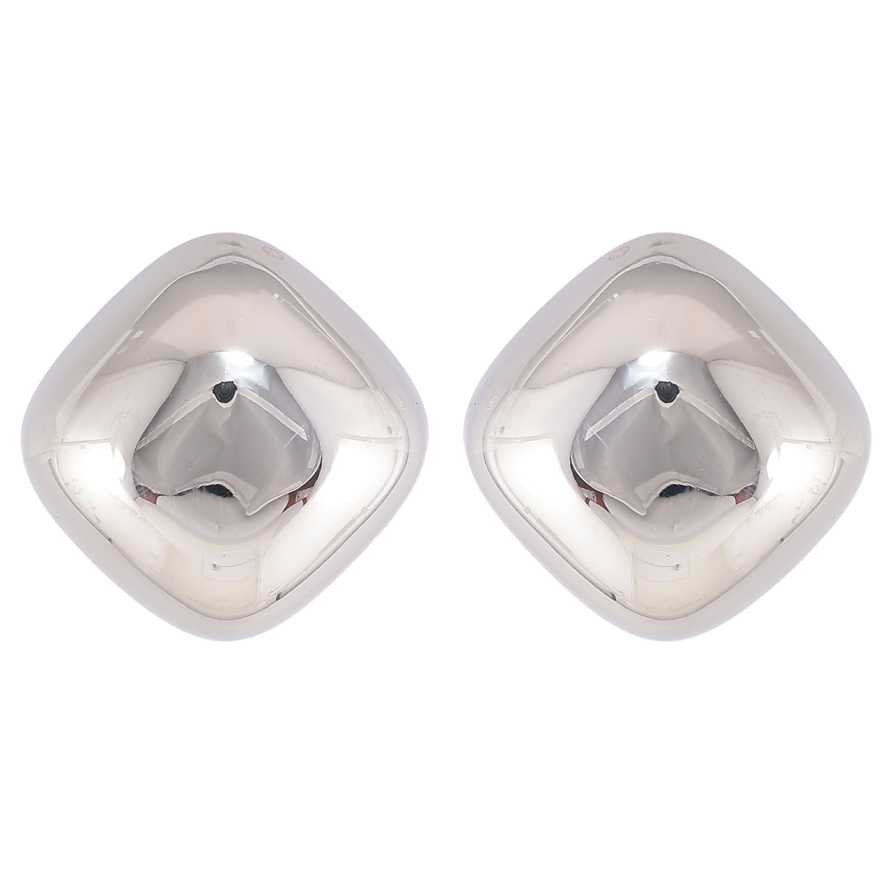 Серьги Xuping TTM Stainless Steel цвет Родий пусеты Объемные ромбы 18х18мм фото №1