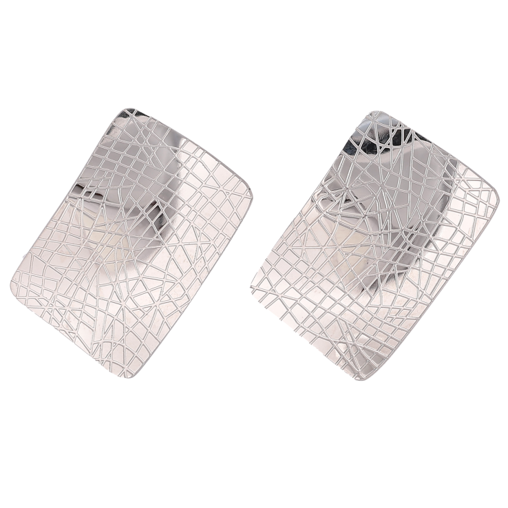 Серьги Xuping TTM Stainless Steel цвет Родий пусеты Прямоугольники с узором на одну сторону фото №6