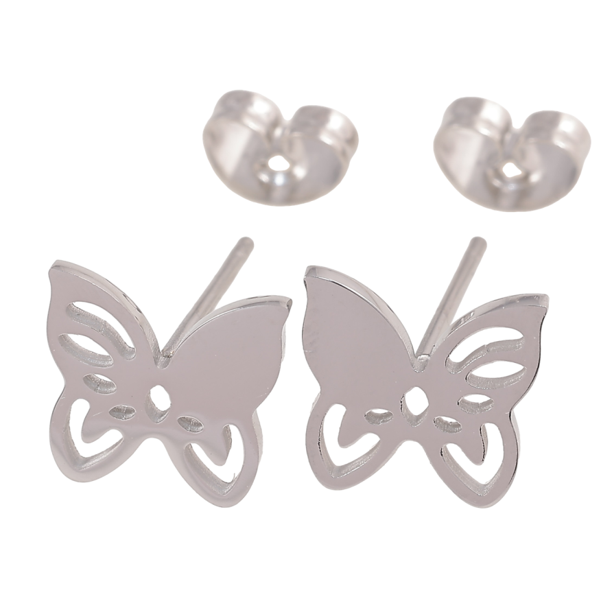 Серьги Xuping TTM Stainless Steel цвет Родий пусеты Бабочки фото №1