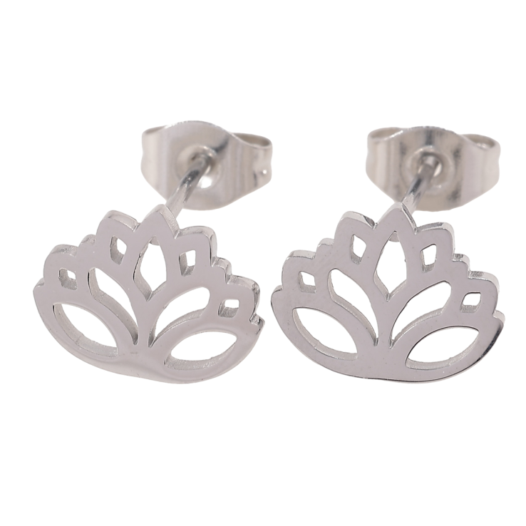 Сережки Xuping TTM Stainless Steel колір Родій пусети «Лотос» фото №4