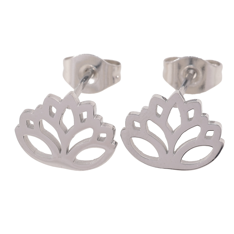 Сережки Xuping TTM Stainless Steel колір Родій пусети «Лотос» фото №7