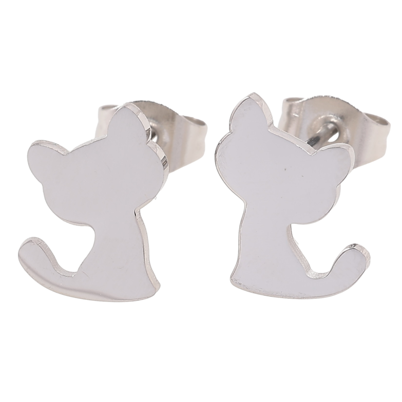 Серьги Xuping TTM Stainless Steel цвет Родий пусеты Котята фото №6