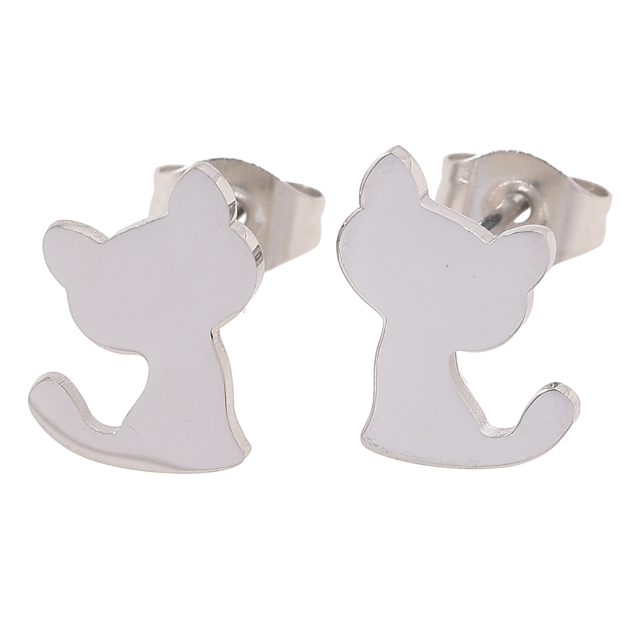 Серьги Xuping TTM Stainless Steel цвет Родий пусеты Котята фото №1