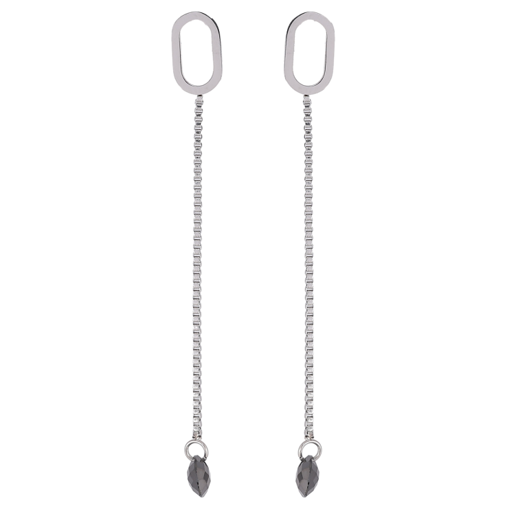 Серьги Xuping TTM Stainless Steel цвет Родий пусеты Подвески с черными кристаллами фото №19