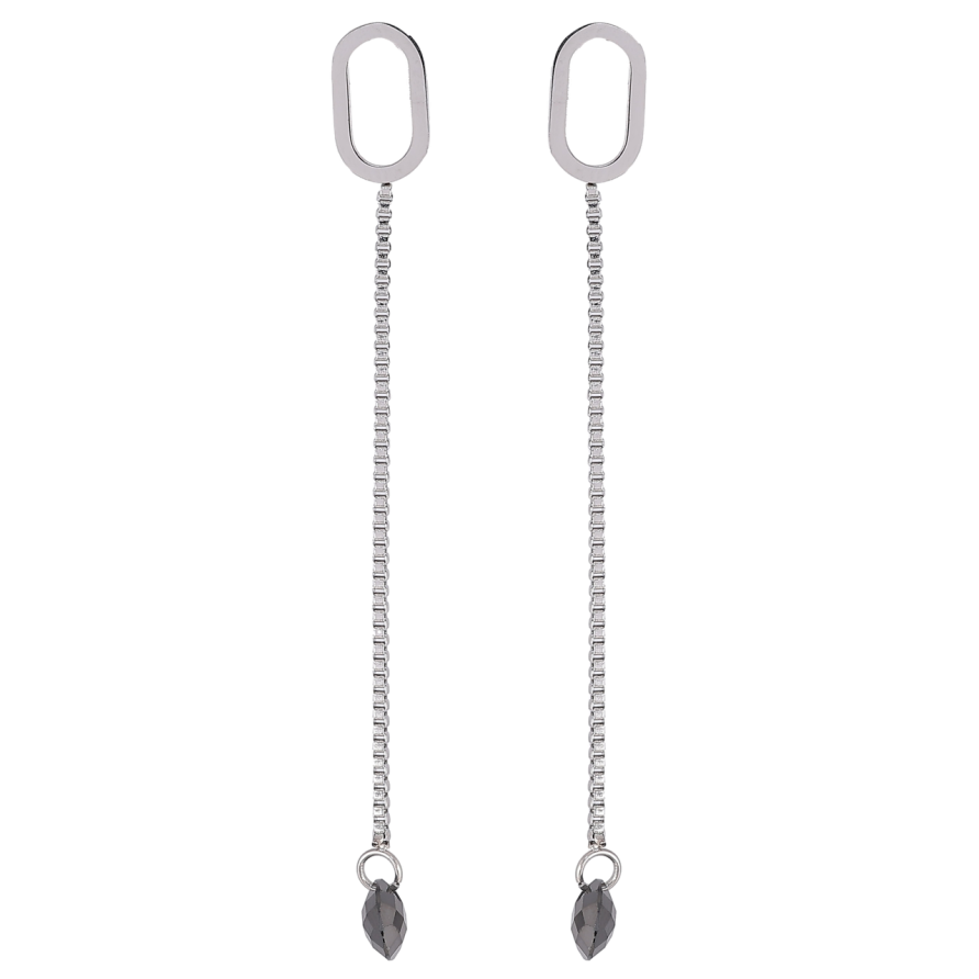 Серьги Xuping TTM Stainless Steel цвет Родий пусеты Подвески с черными кристаллами фото №1