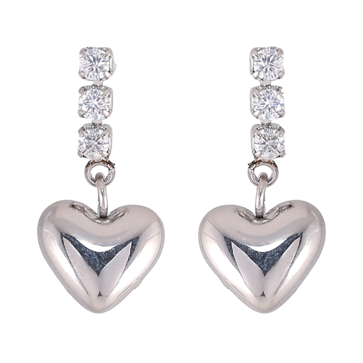 Серьги Xuping TTM Stainless Steel цвет Родий пусеты Подвески с кристаллами и сердечками фото №20