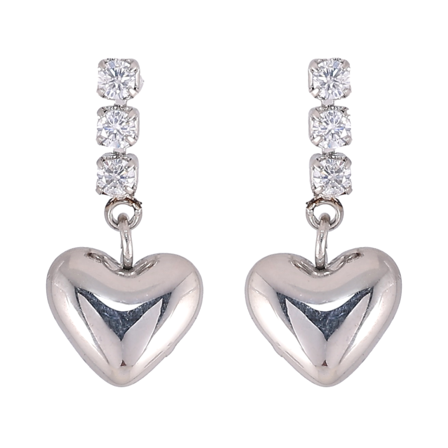 Серьги Xuping TTM Stainless Steel цвет Родий пусеты Подвески с кристаллами и сердечками фото №1