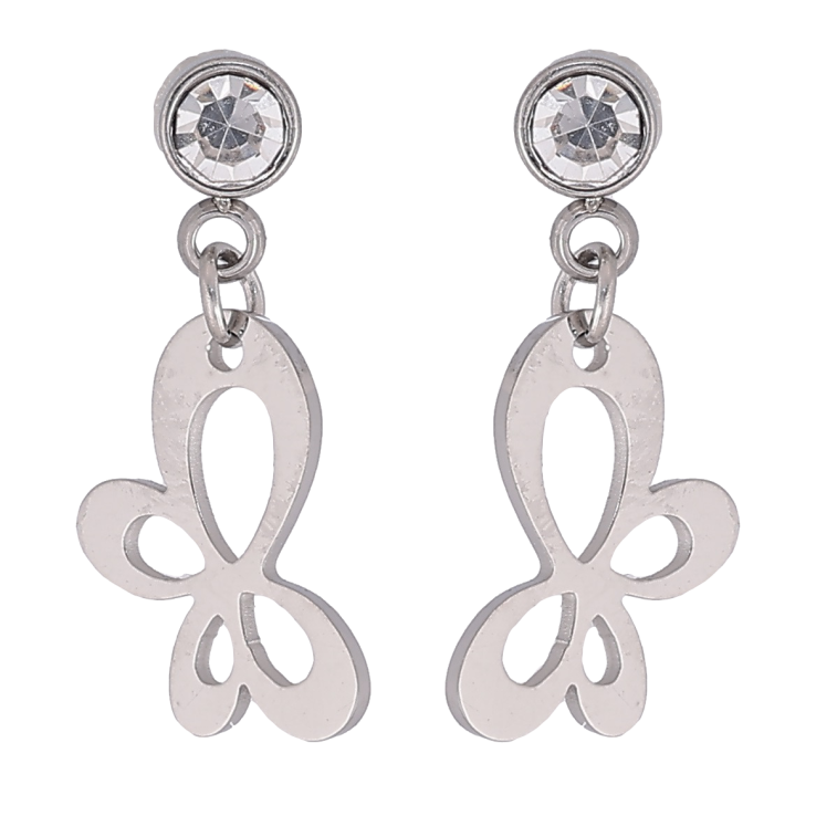 Серьги Xuping TTM Stainless Steel цвет Родий пусеты Подвески с кристаллами и бабочками фото №21