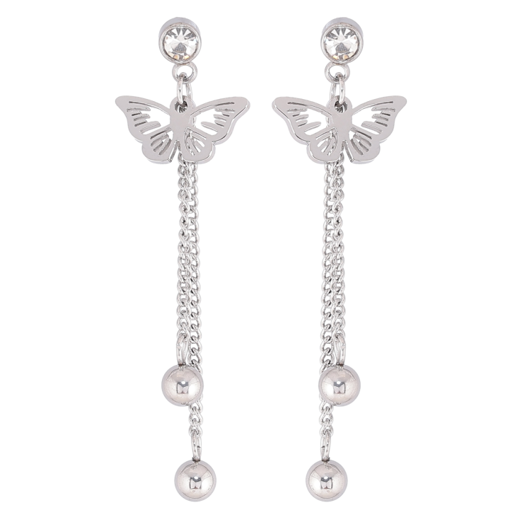 Серьги Xuping TTM Stainless Steel цвет Родий пусеты Подвески с бабочками фото №10