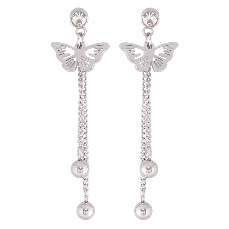 Серьги Xuping TTM Stainless Steel цвет Родий пусеты Подвески с бабочками фото №3