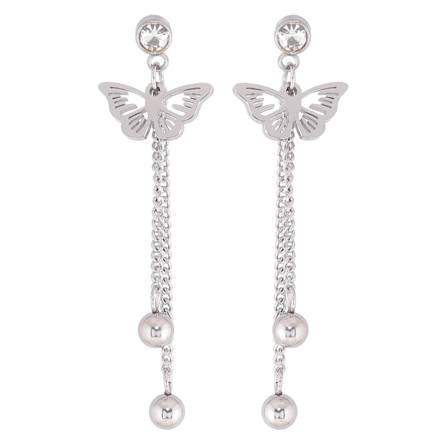 Серьги Xuping TTM Stainless Steel цвет Родий пусеты Подвески с бабочками фото №1
