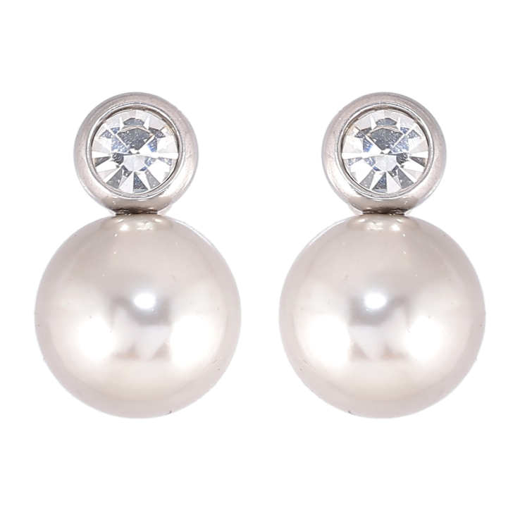 Серьги Xuping TTM Stainless Steel цвет Родий пусеты Кристаллы с жемчужинами фото №16