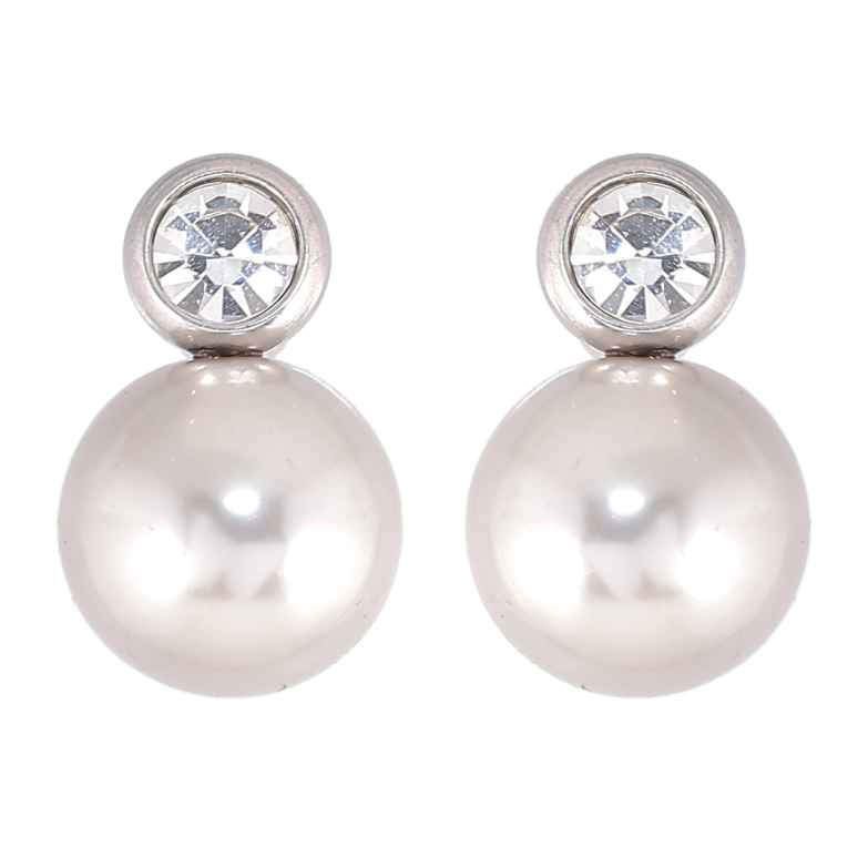 Серьги Xuping TTM Stainless Steel цвет Родий пусеты Кристаллы с жемчужинами фото №6