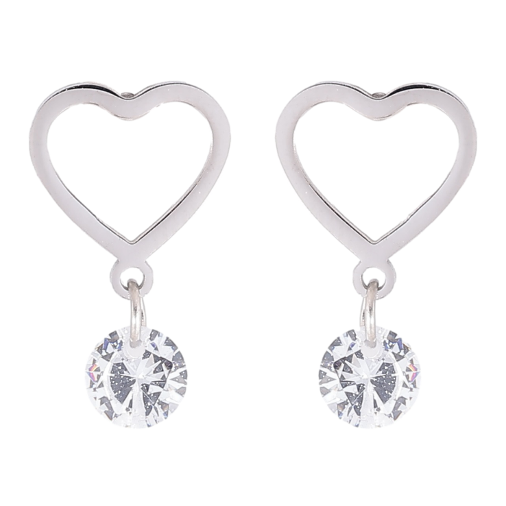 Серьги Xuping TTM Stainless Steel цвет Родий пусеты Сердечки с кристаллами фото №15