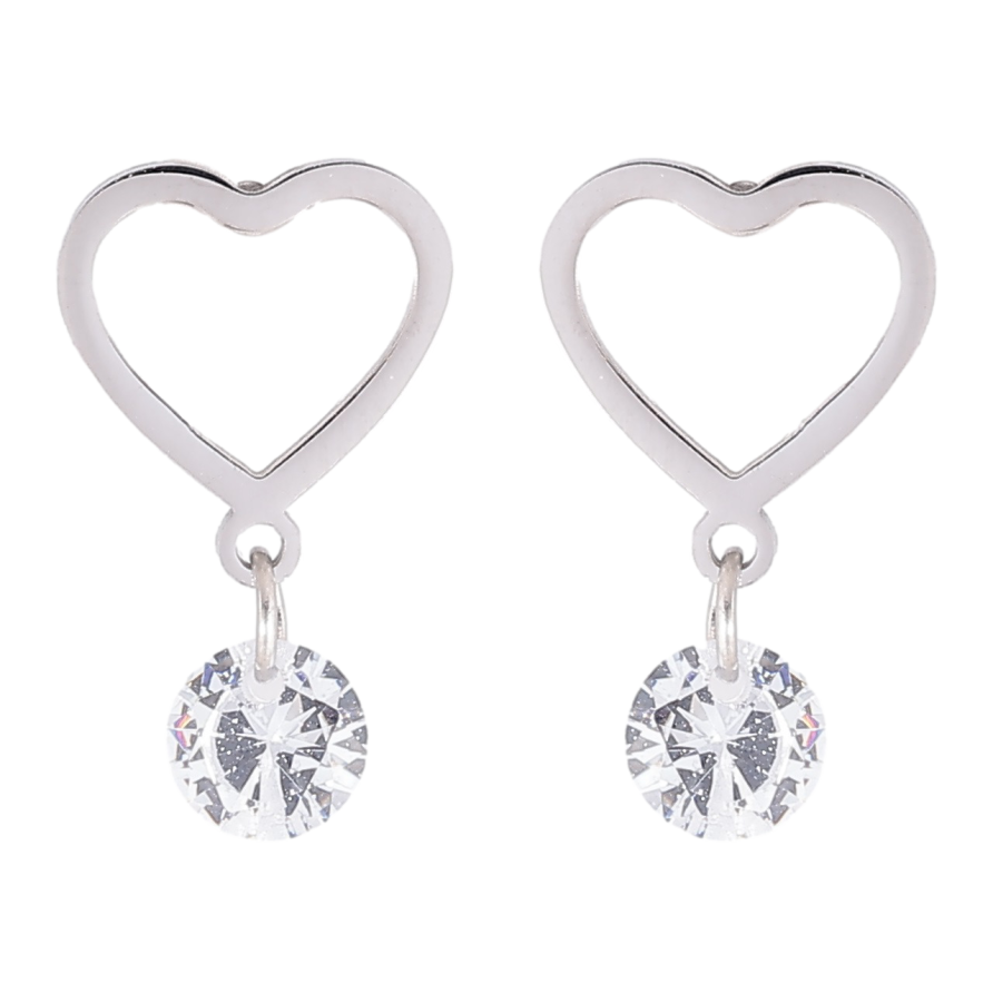 Серьги Xuping TTM Stainless Steel цвет Родий пусеты Сердечки с кристаллами фото №1