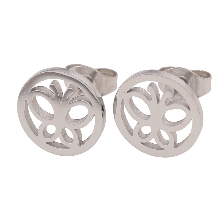 Серьги Xuping TTM Stainless Steel цвет Родий пусеты Бабочки в колечках фото №1