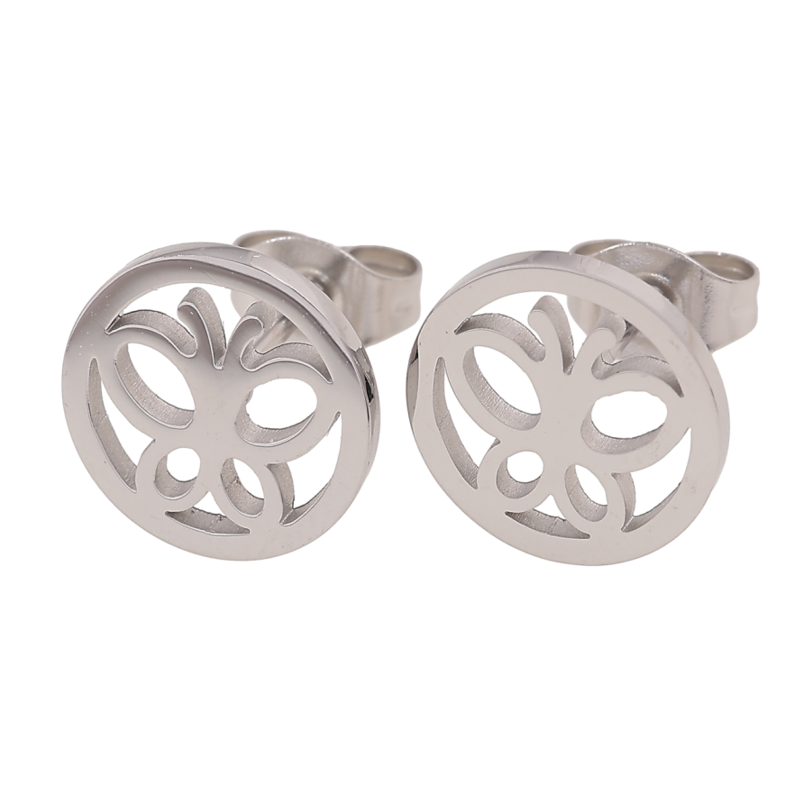 Серьги Xuping TTM Stainless Steel цвет Родий пусеты Бабочки в колечках фото №1