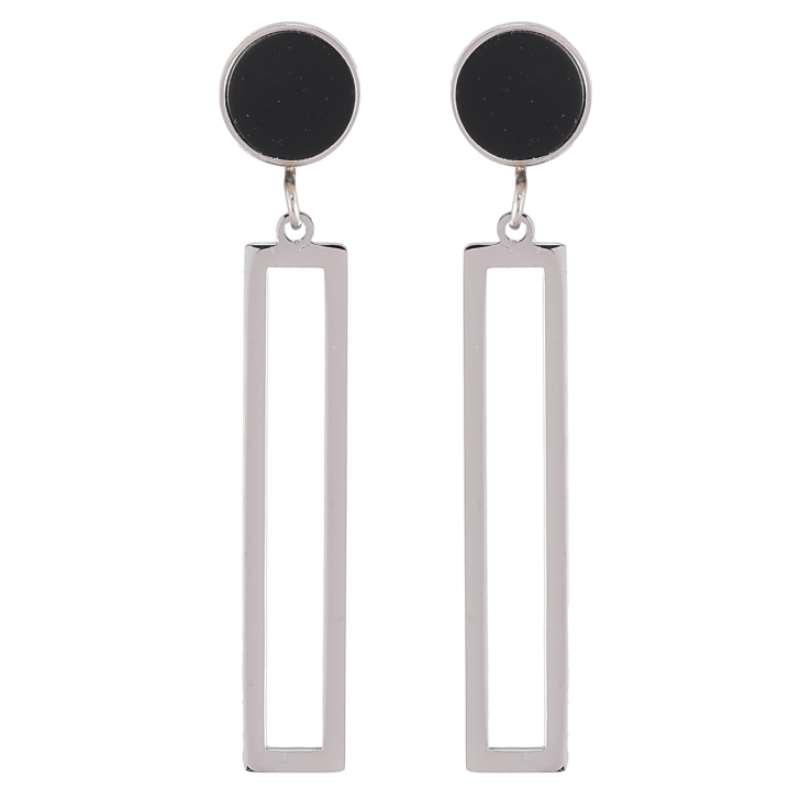 Серьги Xuping TTM Stainless Steel цвет Родий пусеты Декоративные подвески с черными вставками фото №19