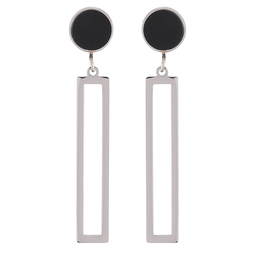 Серьги Xuping TTM Stainless Steel цвет Родий пусеты Декоративные подвески с черными вставками фото №1