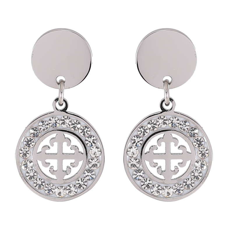 Сережки Xuping TTM Stainless Steel колір Родій пусети «Декоративні підвіски з цирконієм» фото №13