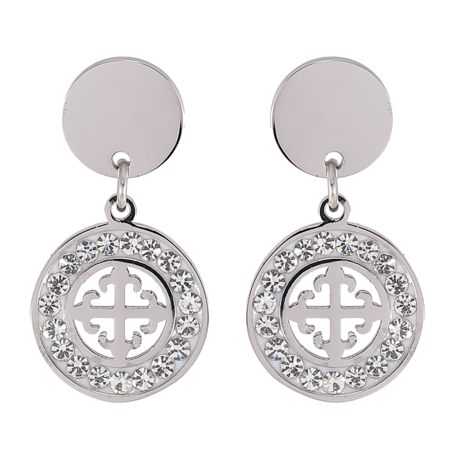 Серьги Xuping TTM Stainless Steel цвет Родий пусеты Декоративные подвески с цирконием фото №1