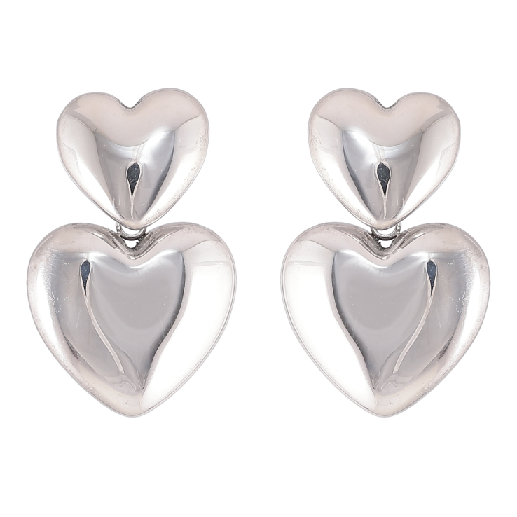 Серьги Xuping TTM Stainless Steel цвет Родий пусеты Сердечки фото №17