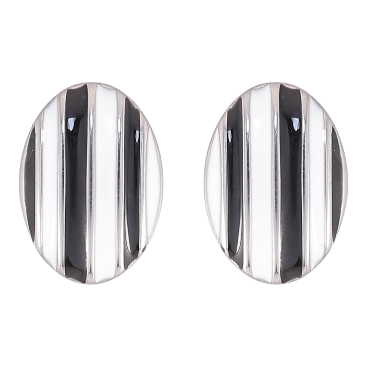 Серьги Xuping TTM Stainless Steel цвет Родий пусеты Овалы с черно-белыми полосами фото №16
