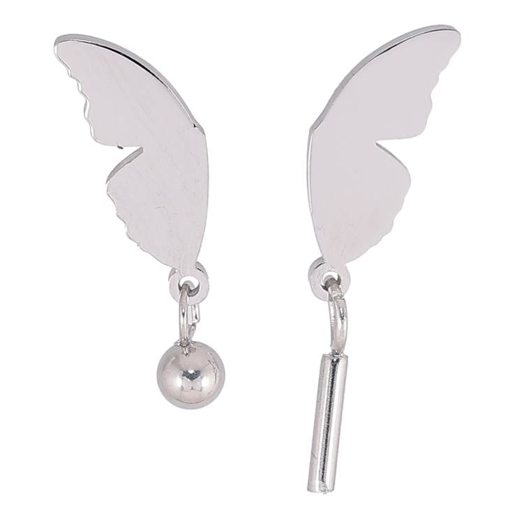 Серьги Xuping TTM Stainless Steel цвет Родий пусеты Ассиметричные подвески с крыльями бабочки фото №13
