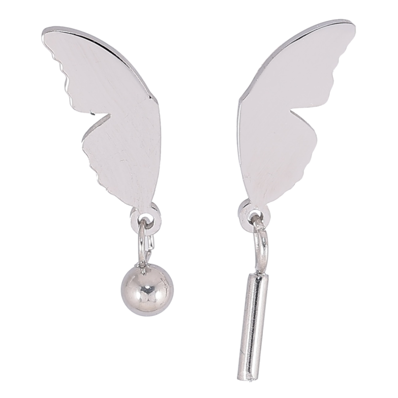 Серьги Xuping TTM Stainless Steel цвет Родий пусеты Ассиметричные подвески с крыльями бабочки фото №7
