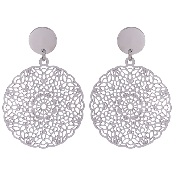 Серьги Xuping TTM Stainless Steel цвет Родий пусеты Ажурные подвески фото №12