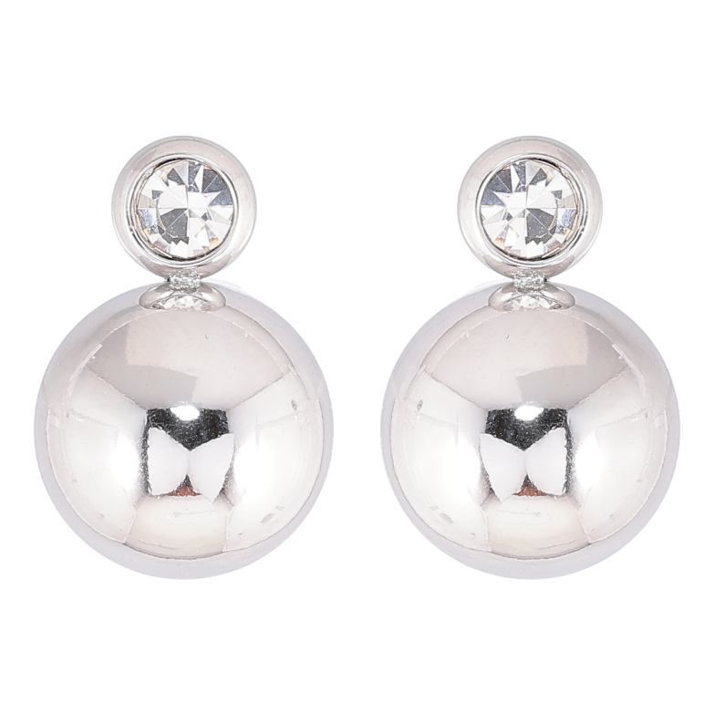 Сережки Xuping TTM Stainless Steel колір Родій пусети «Кульки з кристалами» фото №18