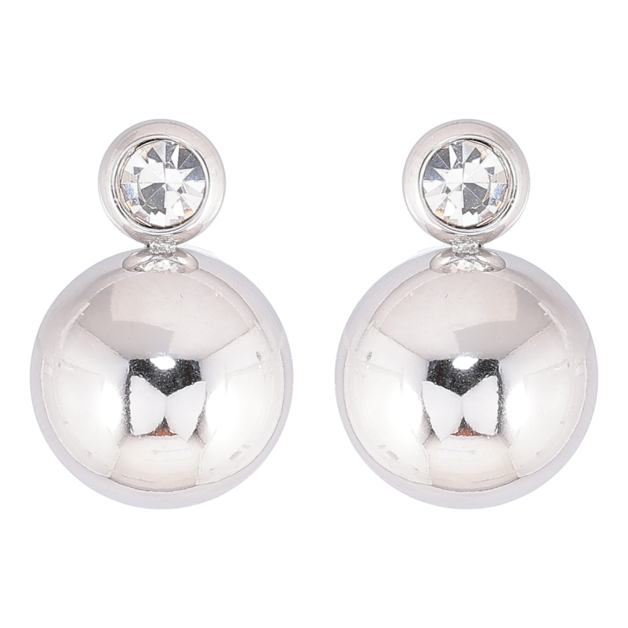 Сережки Xuping TTM Stainless Steel колір Родій пусети «Кульки з кристалами» фото №1