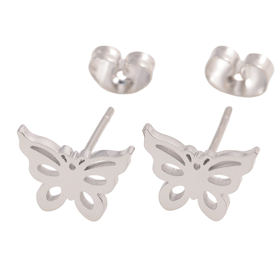 Серьги Xuping TTM Stainless Steel цвет Родий пусеты Бабочки фото №1