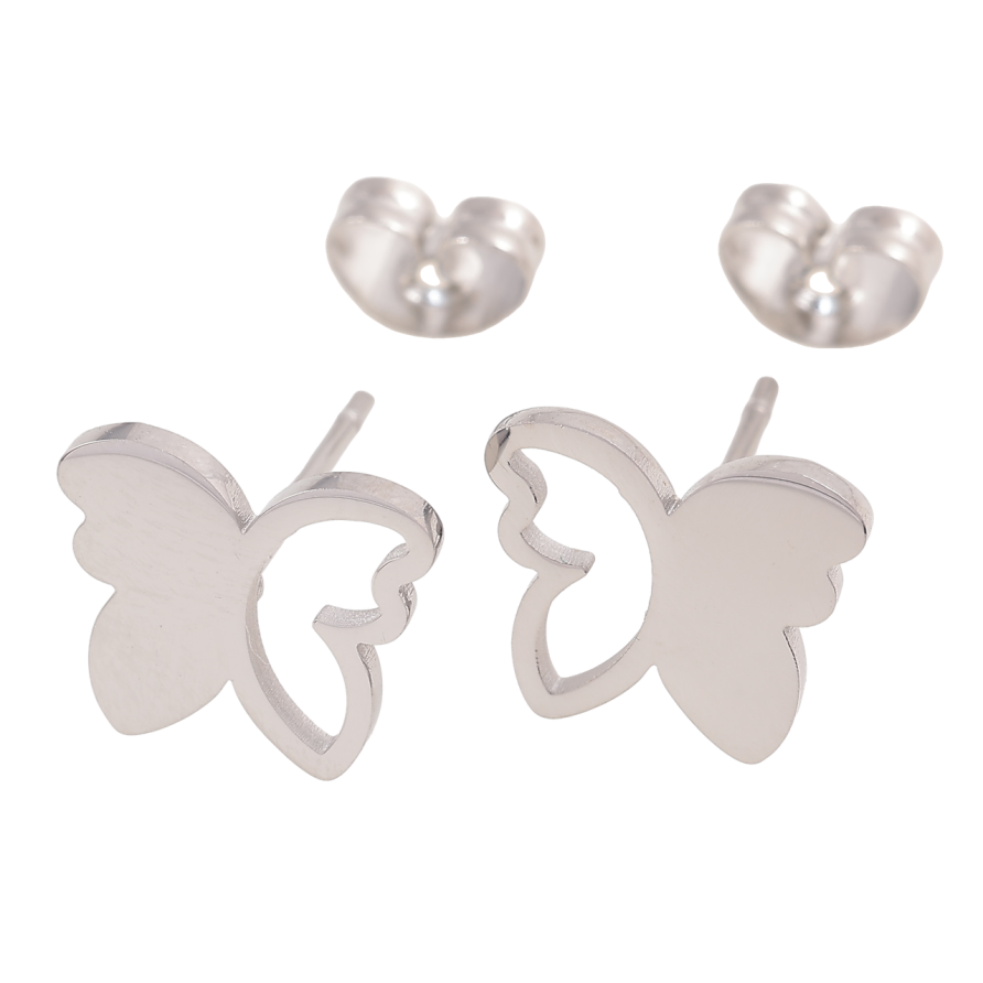 Серьги Xuping TTM Stainless Steel цвет Родий пусеты Бабочки фото №1