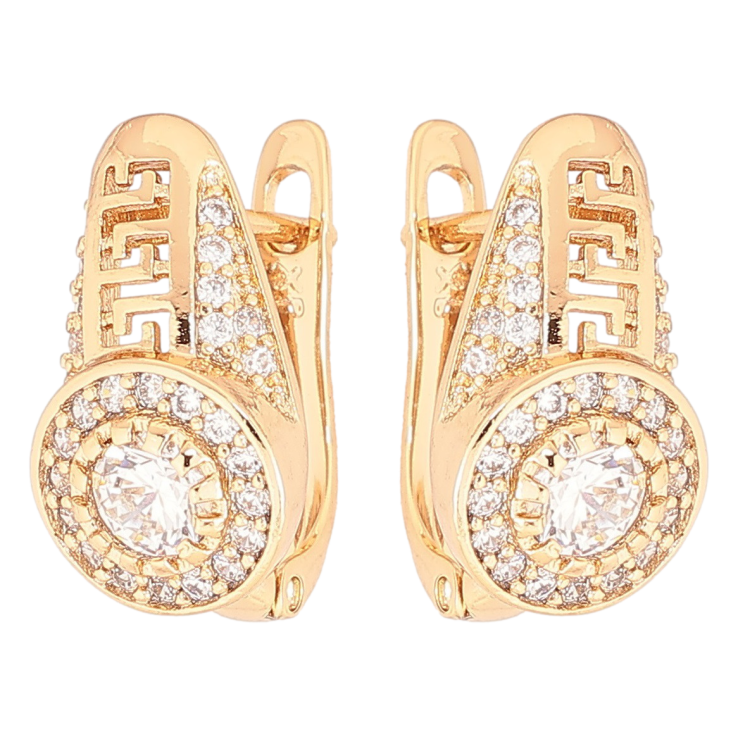 Серьги Xuping Позолота 18K английский замок Инкрустация цирконием с греческим узором фото №16