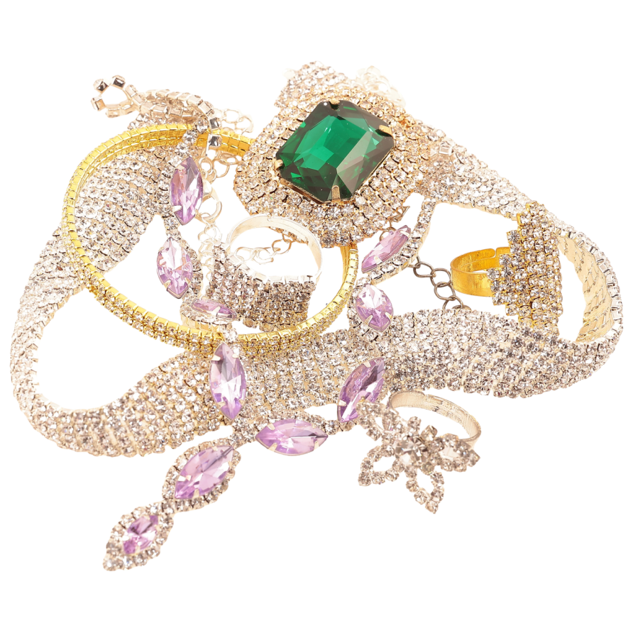 Прикраси зі страз. Різні. БІЖУТЕРНИЙ ЛОМ ціна за 150 г. ДИВІТЬСЯ ОПИС! фото №1