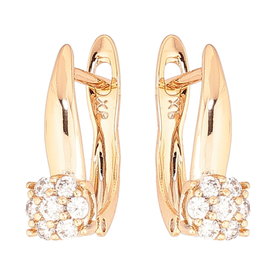 Серьги Xuping Позолота 18K английский замок Кристальные цветочки фото №1