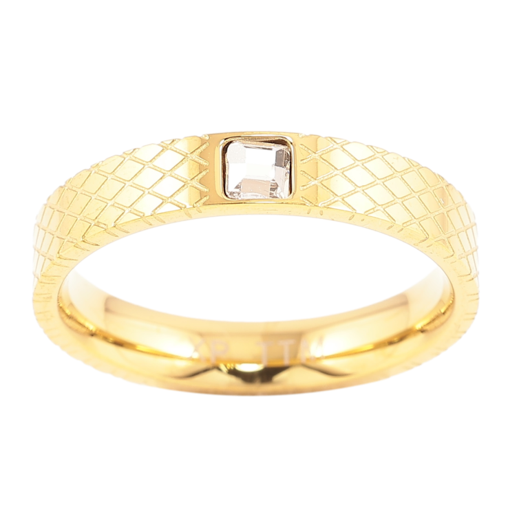 Каблучка Xuping TTM Stainless Steel Колір 14К «Вставка фіаніт, шир. 3.5мм» фото №2