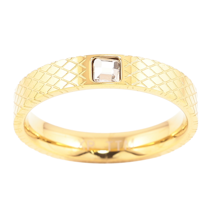 Каблучка Xuping TTM Stainless Steel Колір 14К «Вставка фіаніт, шир. 3.5мм» фото №1