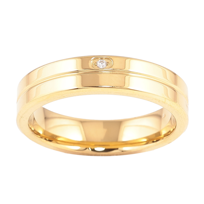 Кольцо Xuping TTM Stainless Steel Цвет 14К Узор с цирконием, шир. 4.5мм фото №1