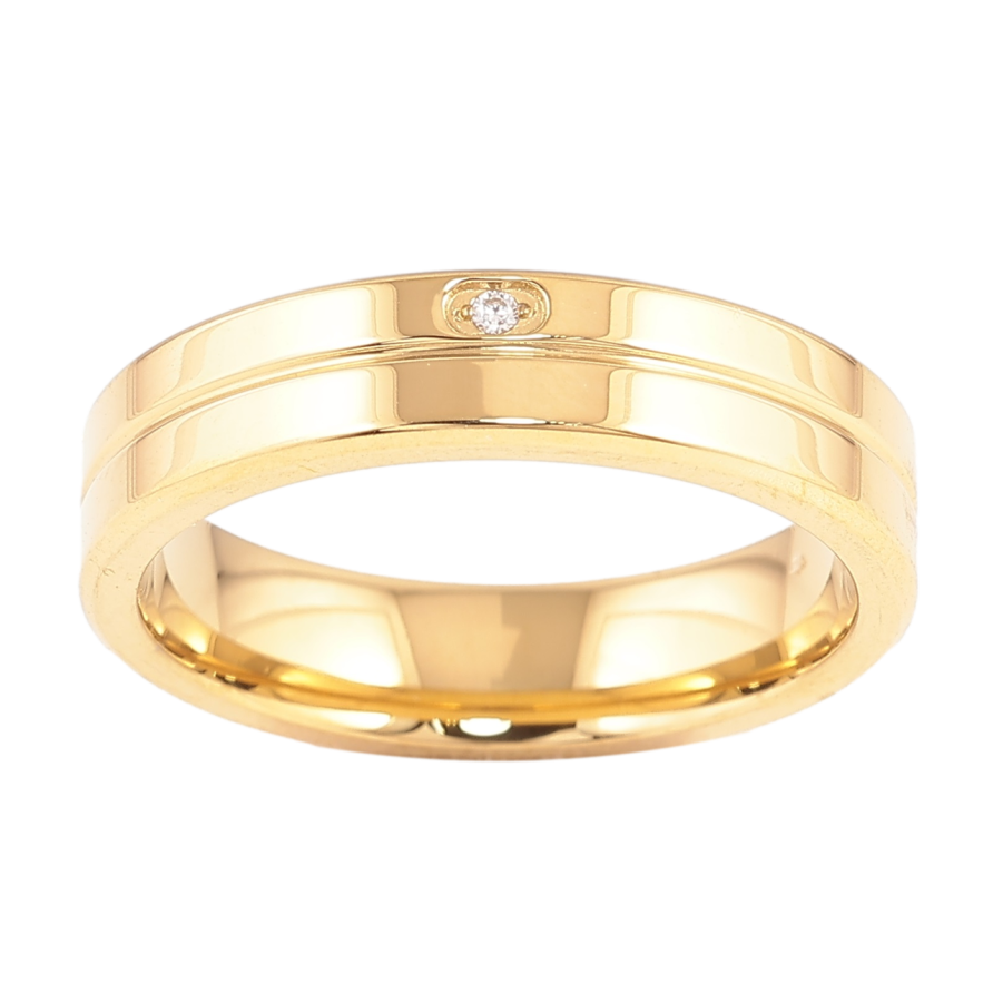 Кольцо Xuping TTM Stainless Steel Цвет 14К Узор с цирконием, шир. 4.5мм фото №1