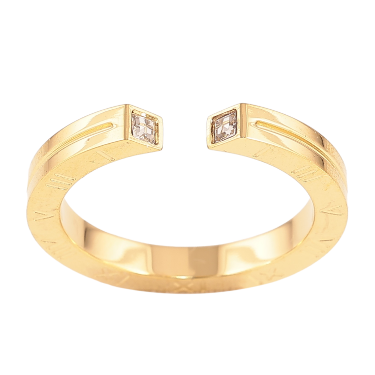 Кольцо Xuping TTM Stainless Steel Цвет 14К Узор римские цифры с кристаллам, шир. 2.5мм фото №18